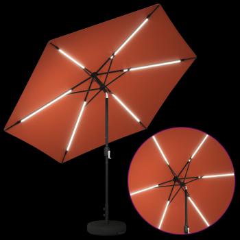 Gartenparasol mit LED-Lichtern und Sockel 3 x 3 m Polyester
