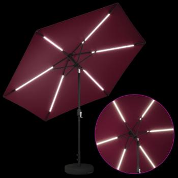Gartenparasol mit LED-Lichtern und Sockel 300 x 300 cm
