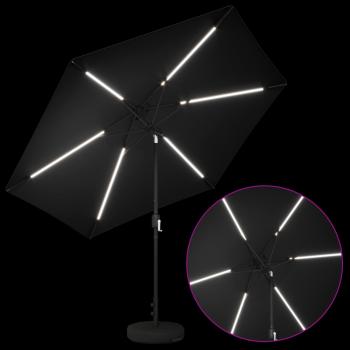 Gartenparasol mit LED-Lichtern und Sockel 3 x 3 m Polyester