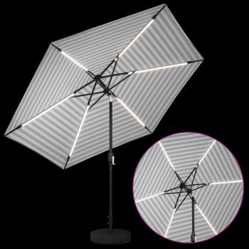 Gartenparasol mit LED-Lichtern und Sockel 300 x 300 cm