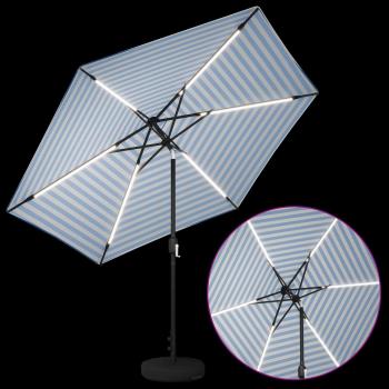 Gartenparasol mit LED-Lichtern und Sockel 300 x 300 cm