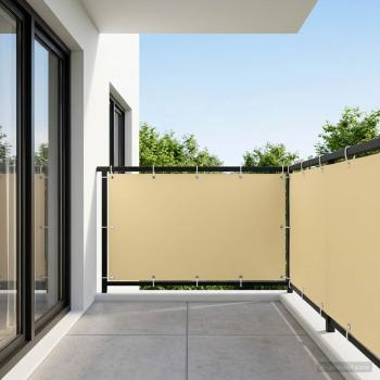 Balkon Sichtschutz 150 x 700 cm Stoff mit PU-Beschichtung Sand