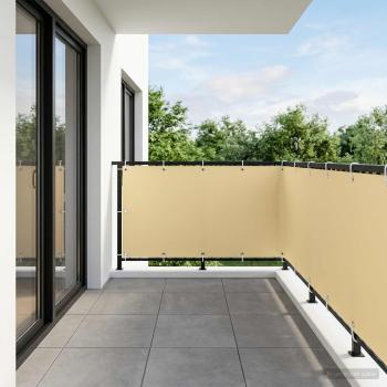 Balkon-Sichtschutz 1,2 x 25 m Stoff mit PU-Beschichtung Beige