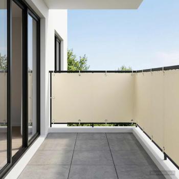 ARDEBO.de - Balkon Sichtschutz 1,5 x 15 m Stoff mit PU-Beschichtung Creme
