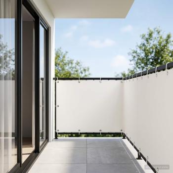 Balkon-Sichtschutz 1,5 x 25 m Stoff mit PU-Beschichtung Weiß