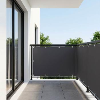 Balkon-Sichtschutz 1,5 x 25 m Stoff mit PU-Beschichtung Schwarz