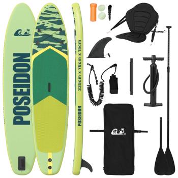 SUP Board mit Sitz 2-in-1 POSEIDON 335 x 76 x 15 cm Grün für