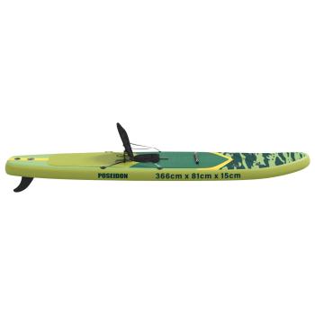 SUP Board mit Sitz 2-in-1 POSEIDON 366 x 81 x 15 cm Grün für