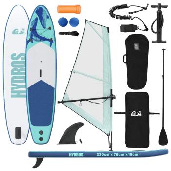 Aufblasbares SUP-Board mit Segel HYDROS 330 x 76 x 15 cm T?rkis