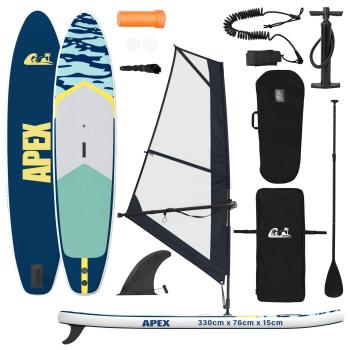 Aufblasbares SUP-Board mit Segel APEX 330 x 76 x 15 cm Blau