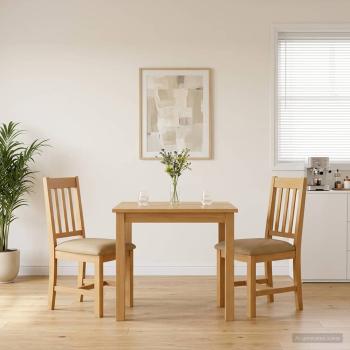 ARDEBO.de - Esszimmerstuhl VENLO 2 Stk. Massivholz Eiche Beige