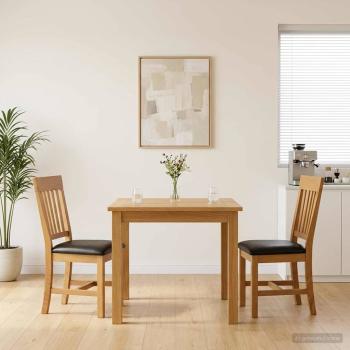 ARDEBO.de - Esszimmerstuhl 2 Stk. Massivholz Eiche Schwarz 45 x 59 x 92 cm
