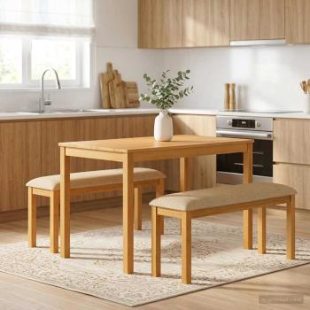 ARDEBO.de - Esstischbank 95 x 32 x 45 cm Massivholz Eiche Beige