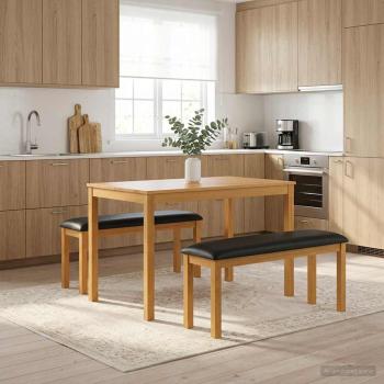 ARDEBO.de - Esstischbank 95 x 32 x 45 cm Massivholz Eiche Schwarz
