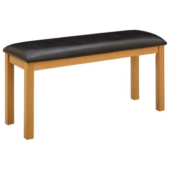 Esstischbank 95 x 32 x 45 cm Massivholz Eiche Schwarz