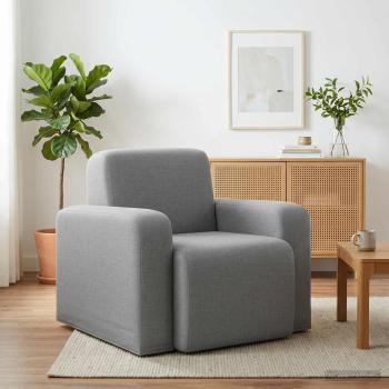 ARDEBO.de - Sessel Hellgrau Stoff