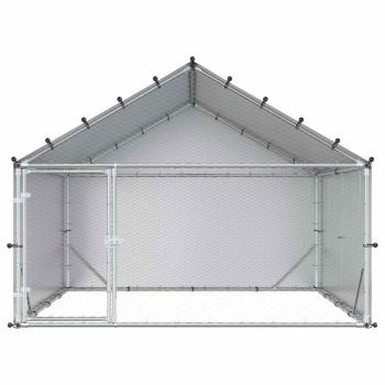 Hühnerstall mit Dach Silber 200 x 200 x 150 cm verzinkter Stahl