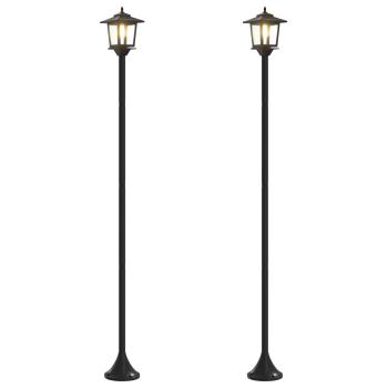 Laternenpfahl Set with LED Bulb 2 Stk. Schwarz 16 x 16 x 156 cm