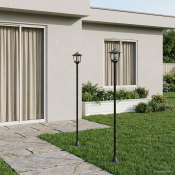 Laternenpfahl Set with LED Bulb 2 Stk. Schwarz 16 x 16 x 156 cm