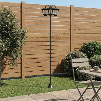 ARDEBO.de - 3-Kopf Laternenpfahl Schwarz 16 x 16 x 187 cm Aluminium und ABS