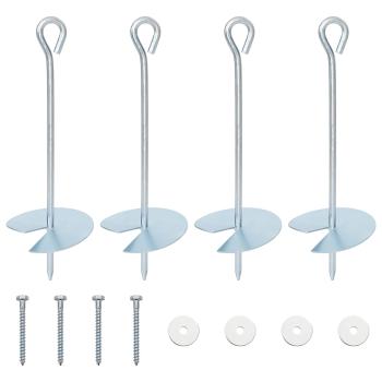 Erdanker 4 Stk. Ø10 x 30 cm Galvanisiertes Metall Silber
