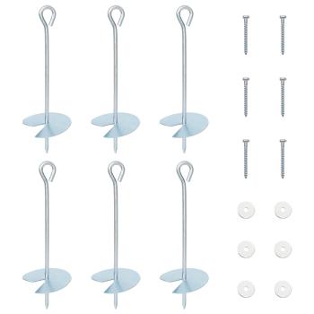 Erdanker 6 Stk. Ø10 x 30 cm Galvanisiertes Metall Silber