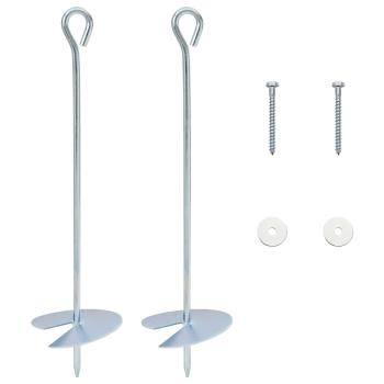 Erdanker 2 Stk. Ø10 x 40 cm Galvanisiertes Metall Silber