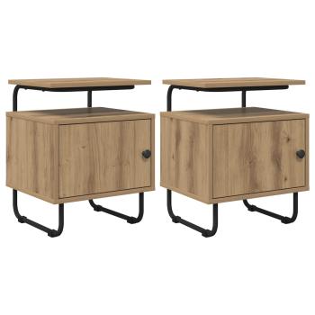 ARDEBO.de - Nachttisch 2 Stk. Artisan-Eiche Holzwerkstoff