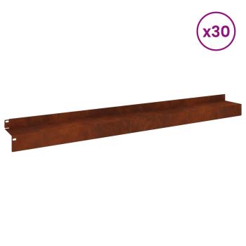 Raseneinfassung 30 stk. 100 x 10 x 8 cm Stahl Rostig