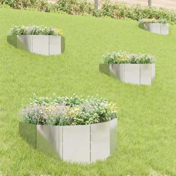 ARDEBO.de - Raseneinfassung 4 stk. 100 x 45 cm Stahl Silber