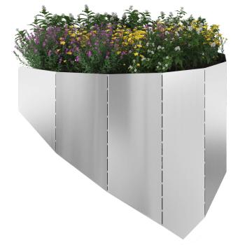 Raseneinfassung 4 stk. 100 x 45 cm Stahl Silber