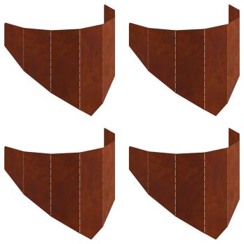 Raseneinfassung 4 stk. 100 x 45 cm Stahl Rostig