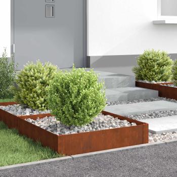 ARDEBO.de - Raseneinfassung 4 stk. 60 x 60 x 20 cm Stahl Rostig