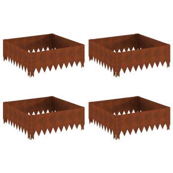Raseneinfassung 4 stk. 60 x 60 x 20 cm Stahl Rostig