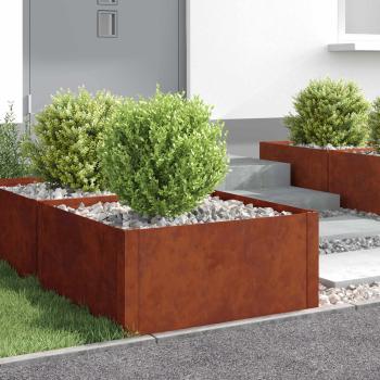 ARDEBO.de - Raseneinfassung 4 stk. 60 x 60 x 35 cm Stahl Rostig