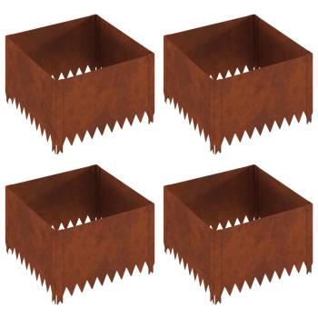 Raseneinfassung 4 stk. 60 x 60 x 35 cm Stahl Rostig
