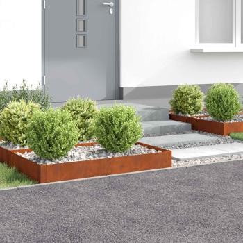 ARDEBO.de - Raseneinfassung 4 stk. 100 x 60 x 20 cm Stahl Rostig