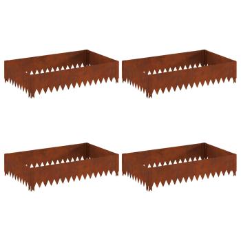 Raseneinfassung 4 stk. 100 x 60 x 20 cm Stahl Rostig