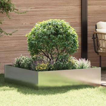 ARDEBO.de - Raseneinfassung 100 x 100 x 35 cm Stahl Silber