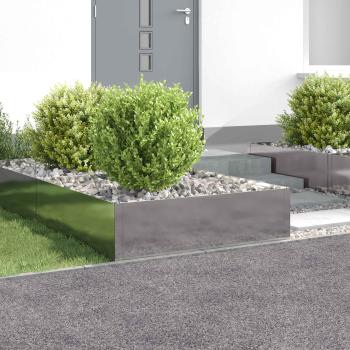 ARDEBO.de - Raseneinfassung 4 stk. 100 x 100 x 35 cm Stahl Silber