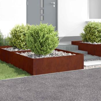 ARDEBO.de - Raseneinfassung 4 stk. 100 x 100 x 35 cm Stahl Rostig