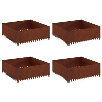 Raseneinfassung 4 stk. 100 x 100 x 35 cm Stahl Rostig