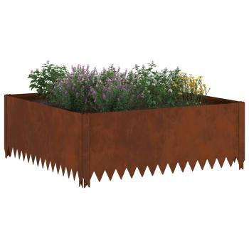 Raseneinfassung 4 stk. 100 x 100 x 35 cm Stahl Rostig
