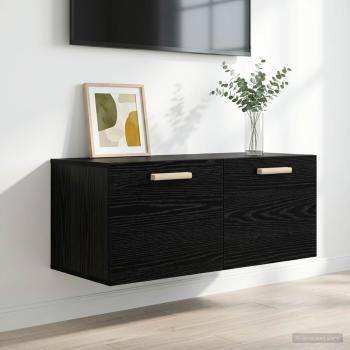 ARDEBO.de - Wandschrank Wandhalterung Schwarz Eichen-Optik Holzwerkstoff