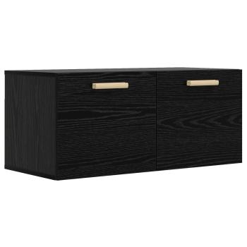 Wandschrank Wandhalterung Schwarz Eichen-Optik Holzwerkstoff