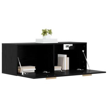 Wandschrank Schwarz Eichen-Optik 100 x 36,5 x 35 cm
