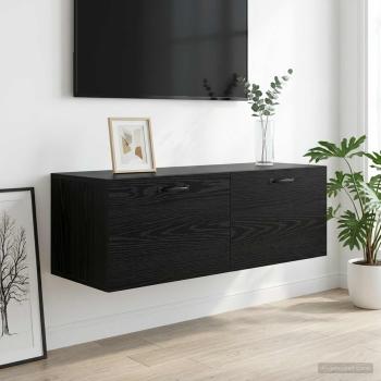 Wandschrank Schwarz Eichen-Optik 100 x 36,5 x 35 cm