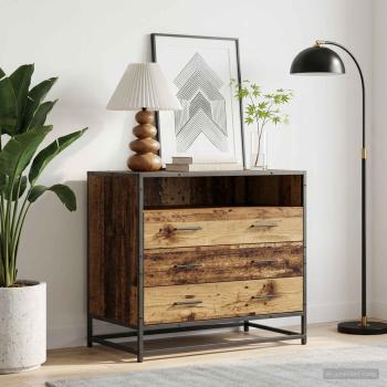 ARDEBO.de - Schubladenschrank 3-Schublade Altholz 70 x 41 x 70 cm
