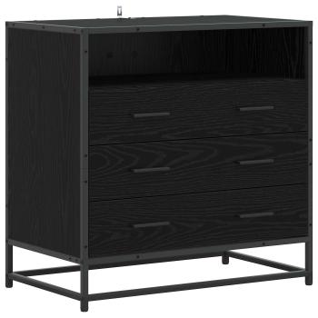 Schubladenschrank 3-Schublade Schwarz Eichen-Optik