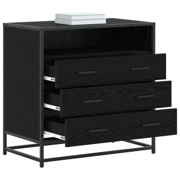 Schubladenschrank 3-Schublade Schwarz Eichen-Optik